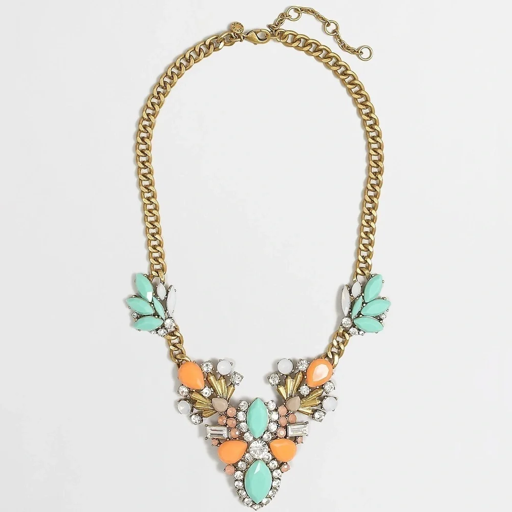 J.Crew Elegant Gold and Turquoise Statement Necklace